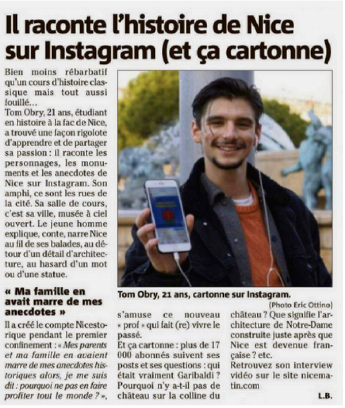 Coupure de presse Nice-Matin, 29 novembre 2021